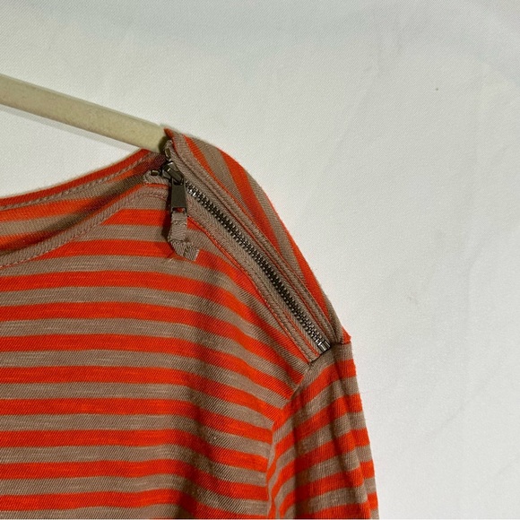 Ann Taylor Loft Striped Top size Small Orange and Brown Autumn Fall - Picture 3 of 5